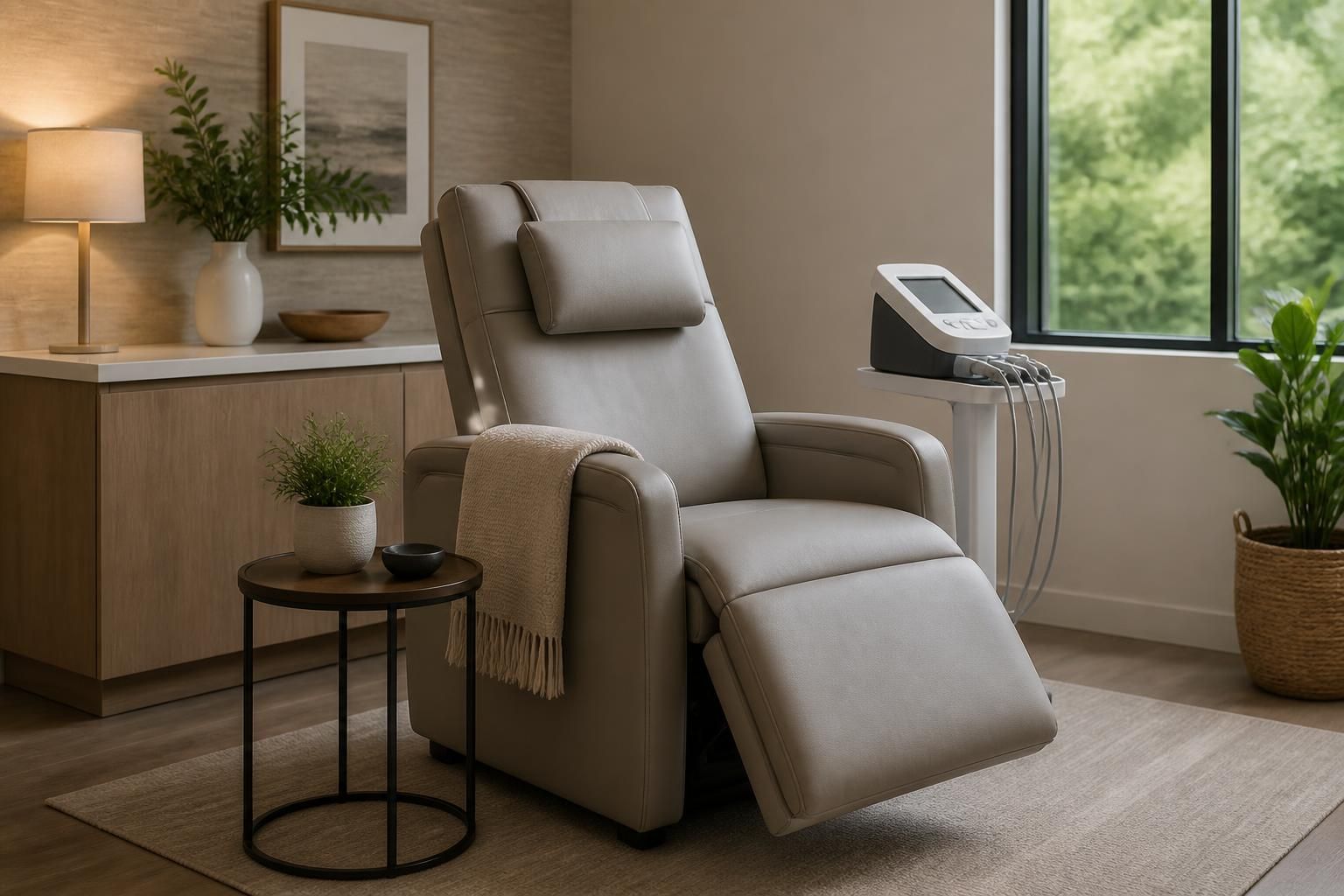 Calm treatment room designed for neuropathy care.