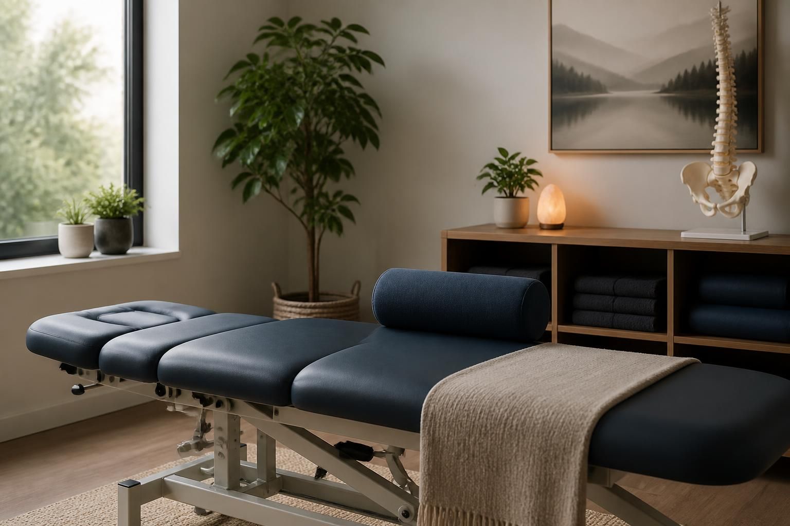 Modern therapy room arranged for sciatica care.